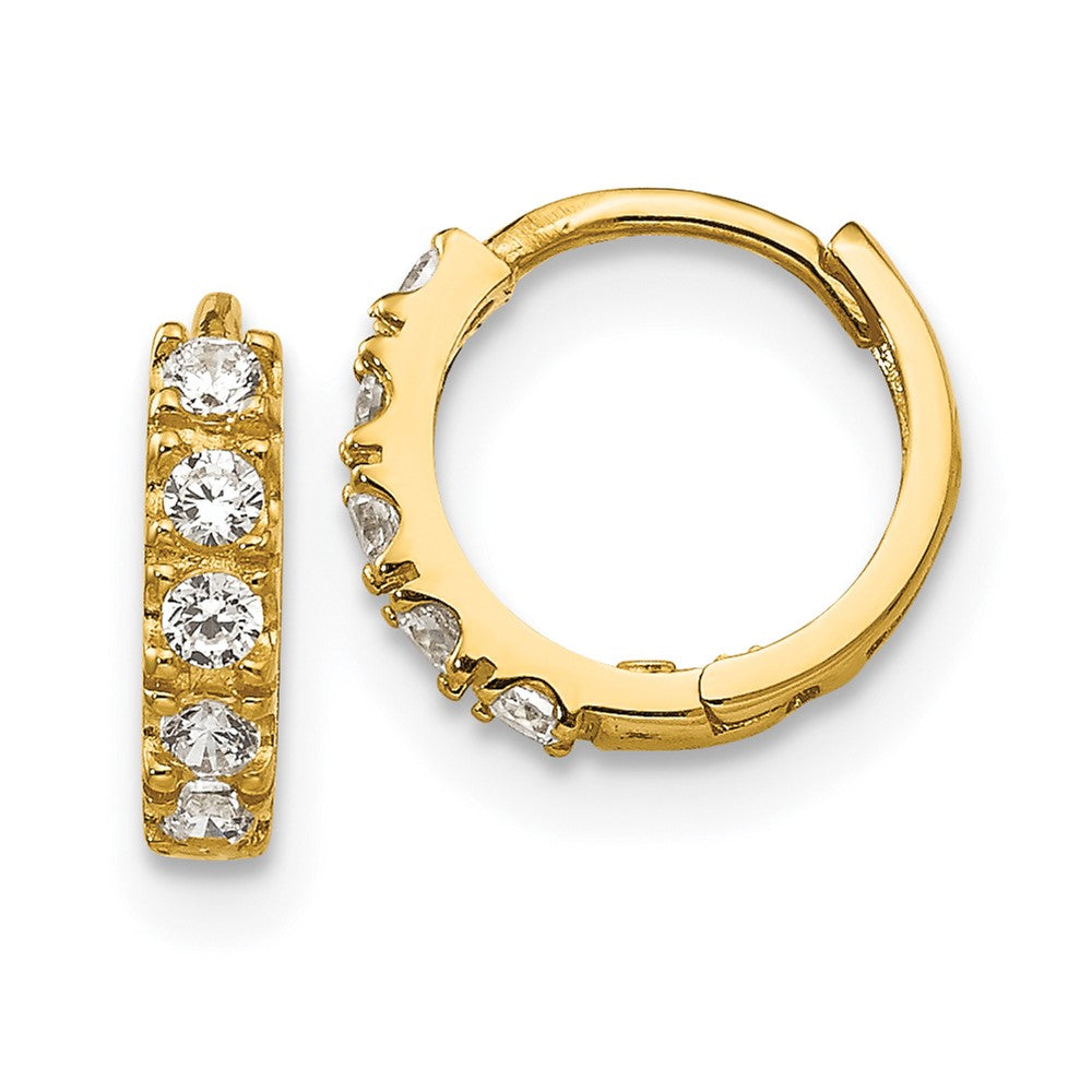 14K Yellow Gold Madi K Cz Children'S Hinged Hoop Earrings
