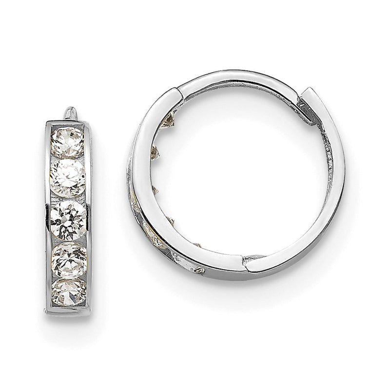 14K White Gold Madi K Cz Children'S Hinged Hoop Earrings