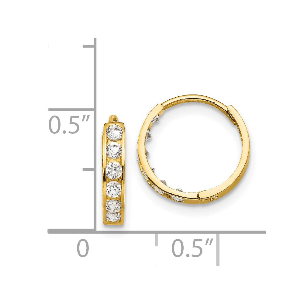 14K Yellow Gold Madi K Cz Children'S Hinged Hoop Earrings