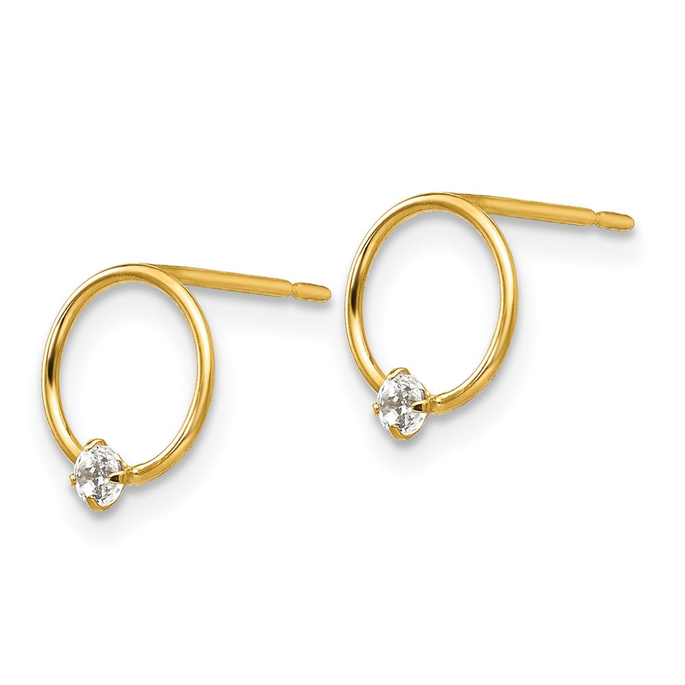 14K Yellow Gold Madi K Cz Children'S Circle Post Earrings
