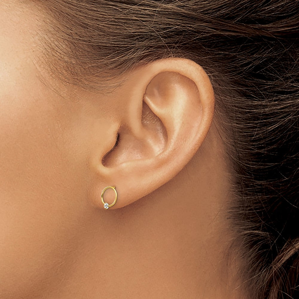 14K Yellow Gold Madi K Cz Children'S Circle Post Earrings