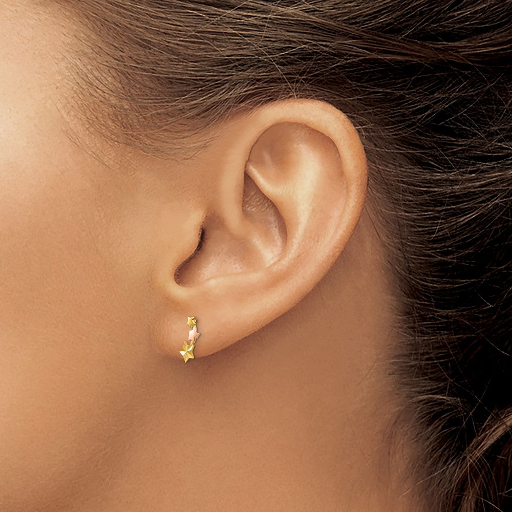 14K Two Tone Yellow & Rose Gold Madi K D/C Children'S Star Post Earrings