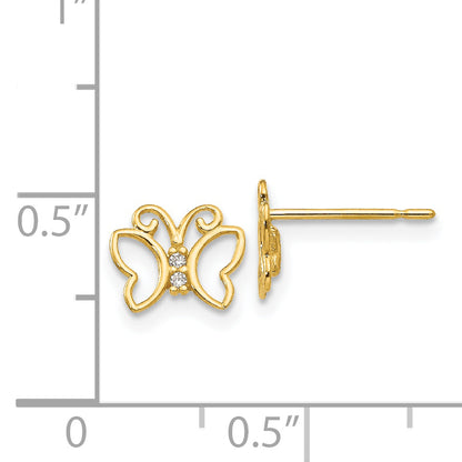 14K Yellow Gold Madi K Cz Children'S Butterfly Post Earrings