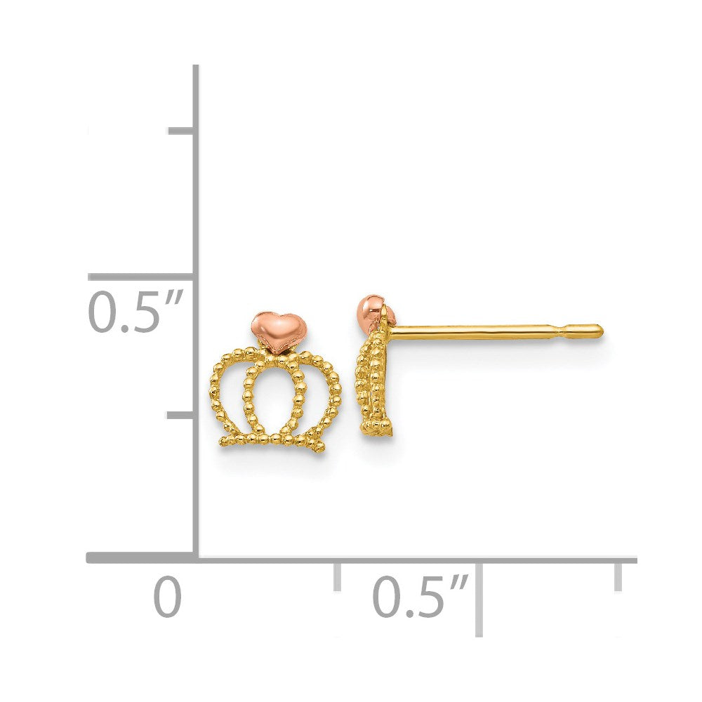 14K Two-Tone Yellow & Rose Madi K Gold Children's Crown Post Earrings