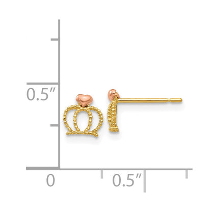 14K Two-Tone Yellow & Rose Madi K Gold Children's Crown Post Earrings
