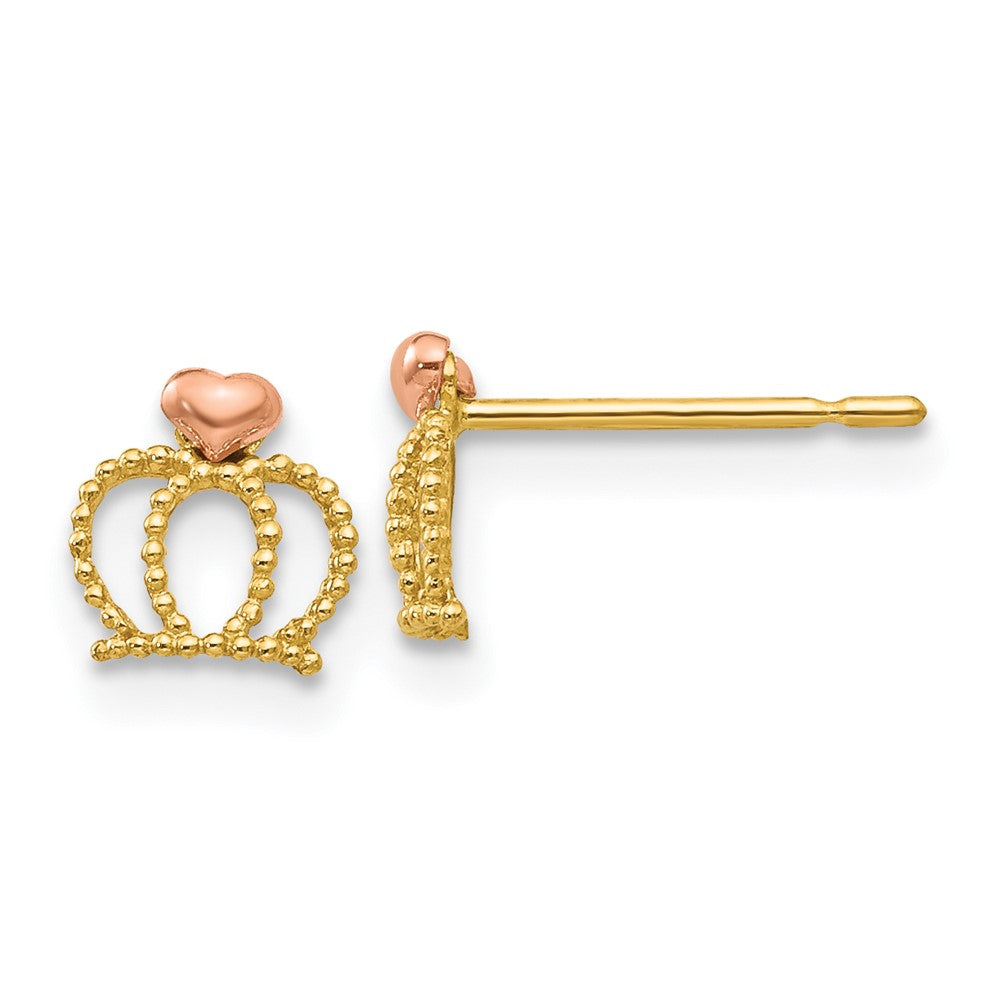 14K Two-Tone Yellow & Rose Madi K Gold Children's Crown Post Earrings