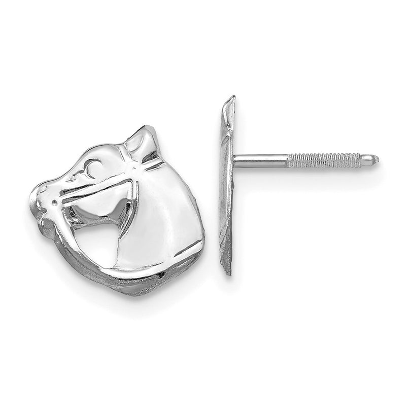 14K White Gold 14Kw Madi K Screwback Horse Post Earrings