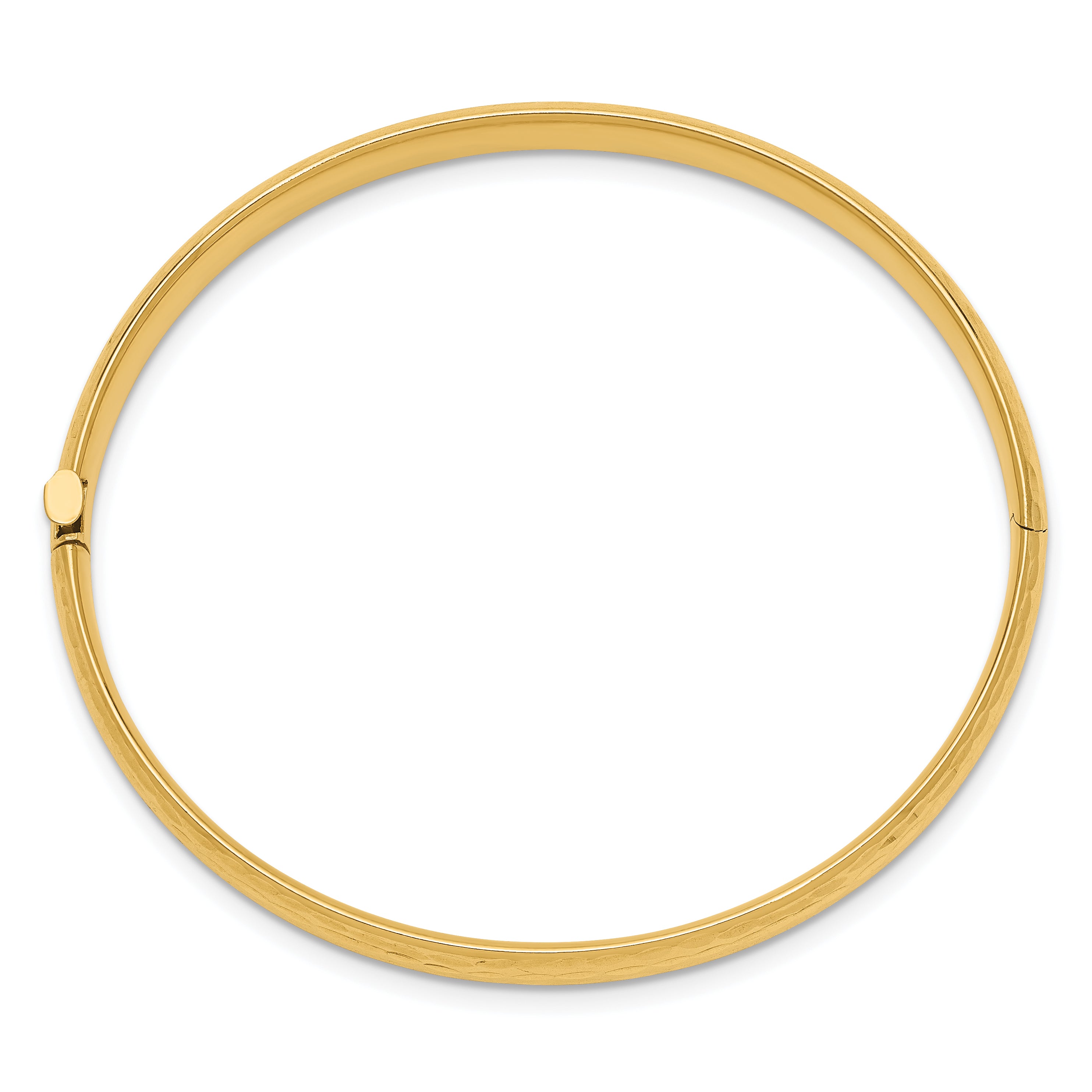 14K Yellow Gold Madi K Kids Polished Diamond Cut 5mm Hinged Child'S Bangle