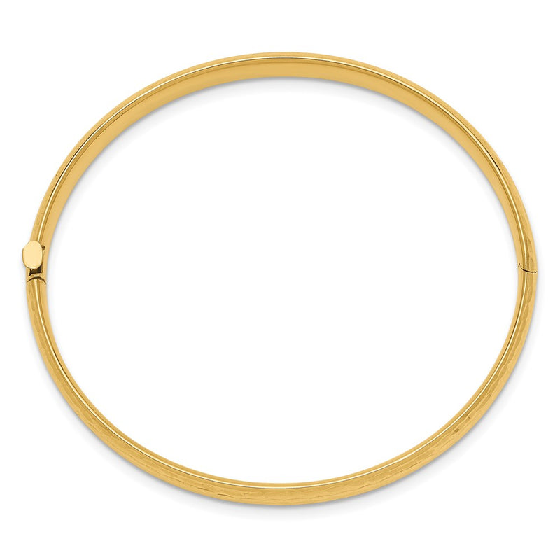 14K Yellow Gold Madi K Kids Polished Diamond Cut 5mm Hinged Child'S Bangle