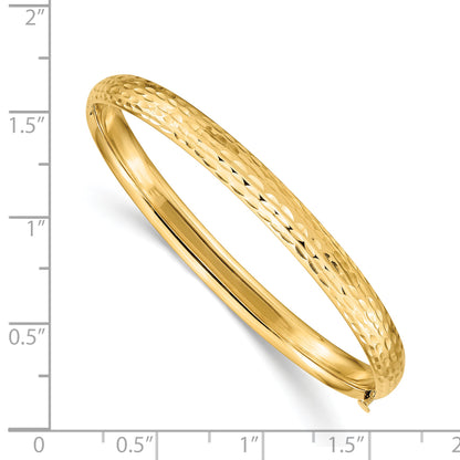14K Yellow Gold Madi K Kids Polished Diamond Cut 5mm Hinged Child'S Bangle