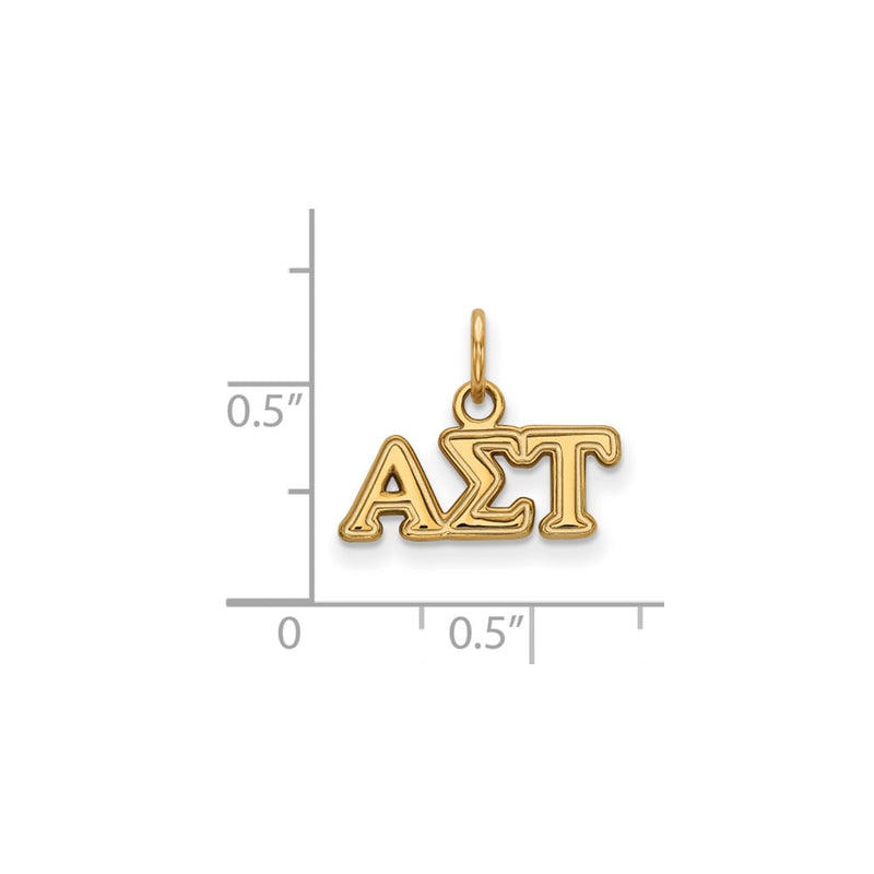 Gold Plated Sterling Silver Logoart Alpha Sigma Tau Sorority Greek Letters Extra Small Pendant