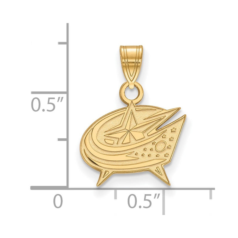 14K Yellow Gold Nhl Logoart Columbus Blue Jackets Small Pendant
