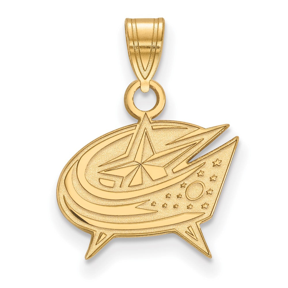 Gold Plated Sterling Silver Nhl Logoart Columbus Blue Jackets Small Pendant