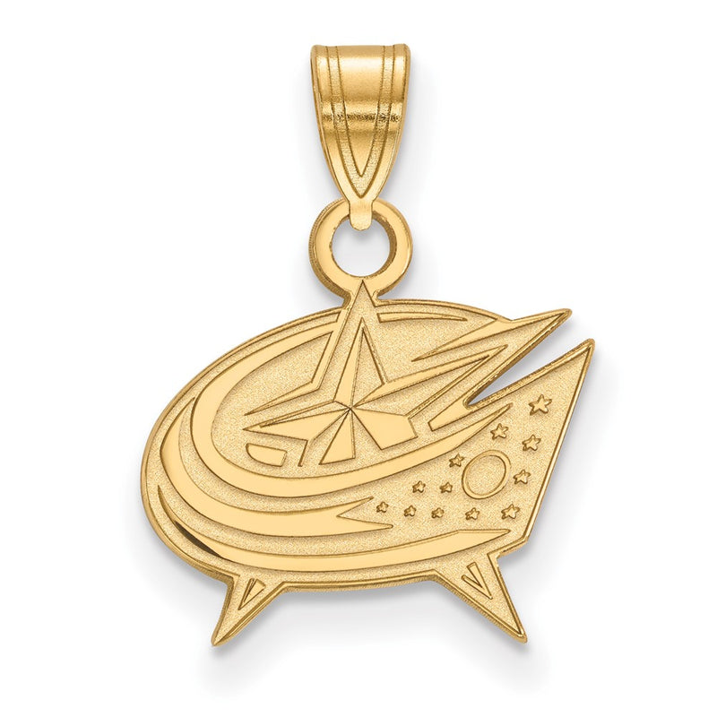 Gold Plated Sterling Silver Nhl Logoart Columbus Blue Jackets Small Pendant