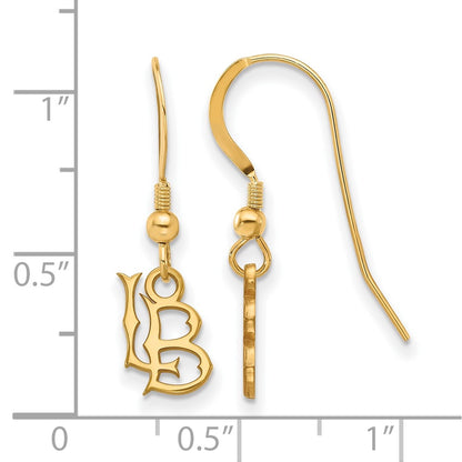 Gold Plated Sterling Silver Logoart California State University Long Beach L B Extra Small Dangle Wire Earrings