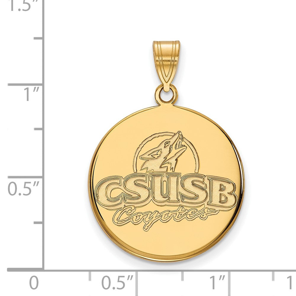 14K Yellow Gold Logoart California State University San Bernardino Coyotes Large Disc Pendant