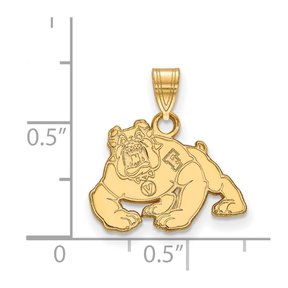 Gold Plated Sterling Silver Logoart California State University Fresno Bulldog Small Pendant