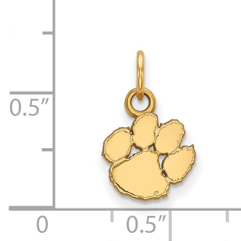10K Yellow Gold Logoart Clemson University Tiger Paw Extra Small Pendant