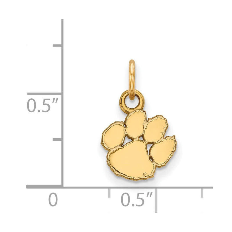 14K Yellow Gold Logoart Clemson University Tiger Paw Extra Small Pendant