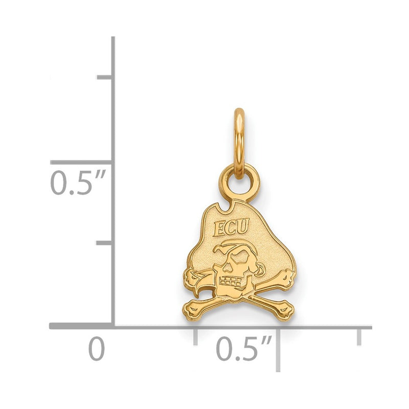 14K Yellow Gold Logoart East Carolina University Pirate Extra Small Pendant