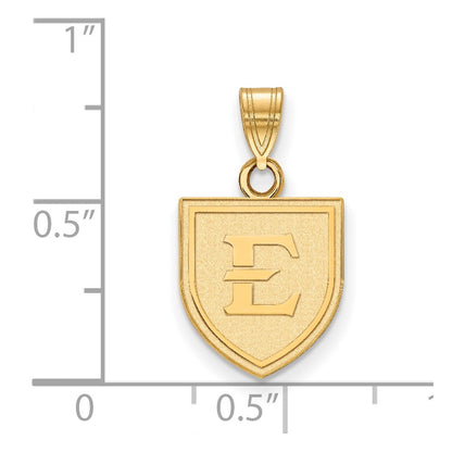 14K Yellow Gold Logoart East Tennessee State University Letter E Shield Small Pendant