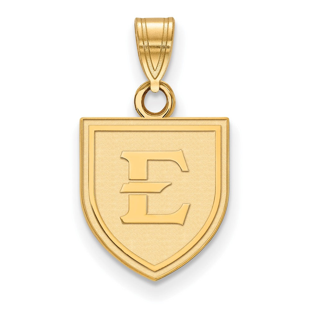 10K Yellow Gold Logoart East Tennessee State University Letter E Shield Small Pendant