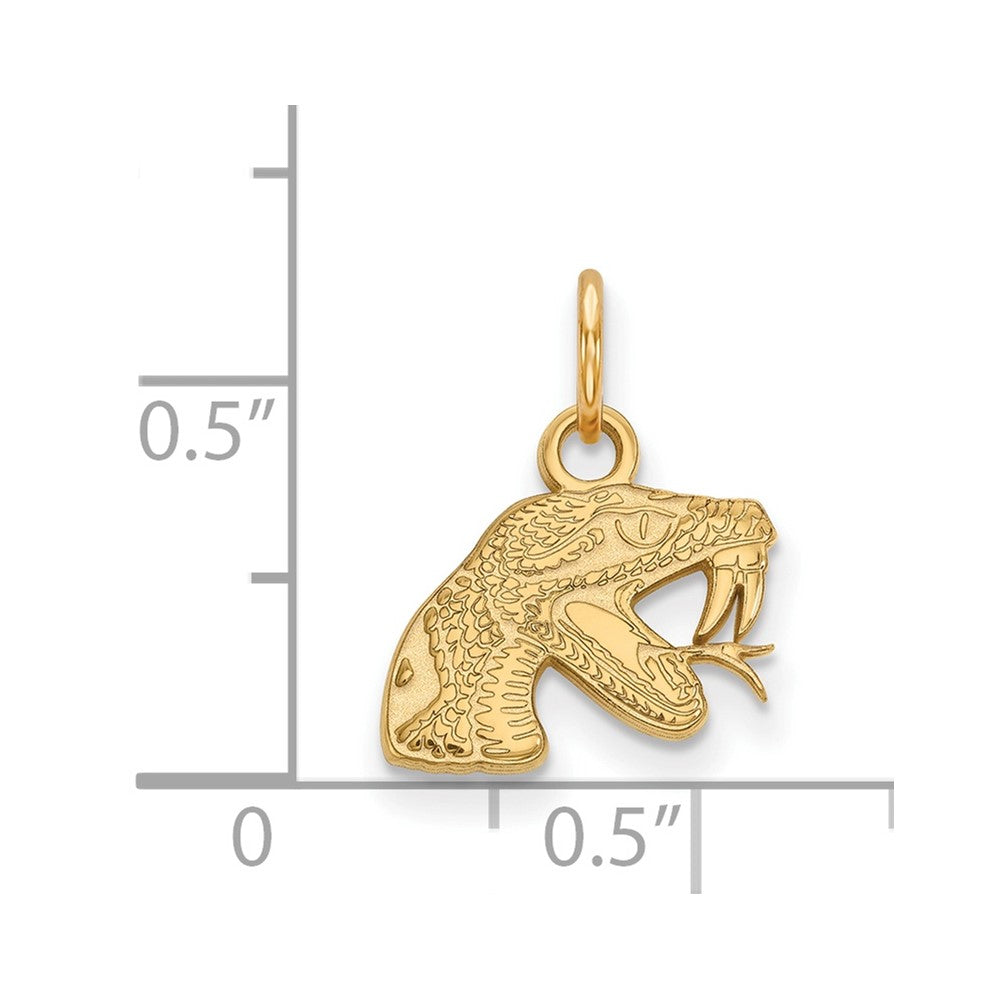 Gold Plated Sterling Silver Logoart Florida A And M University Rattler Extra Small Pendant