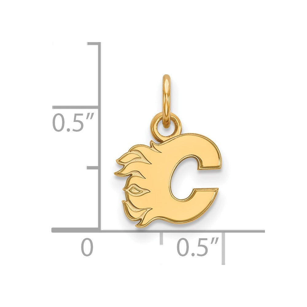 Gold Plated Sterling Silver Nhl Logoart Calgary Flames Letter C Extra Small Pendant