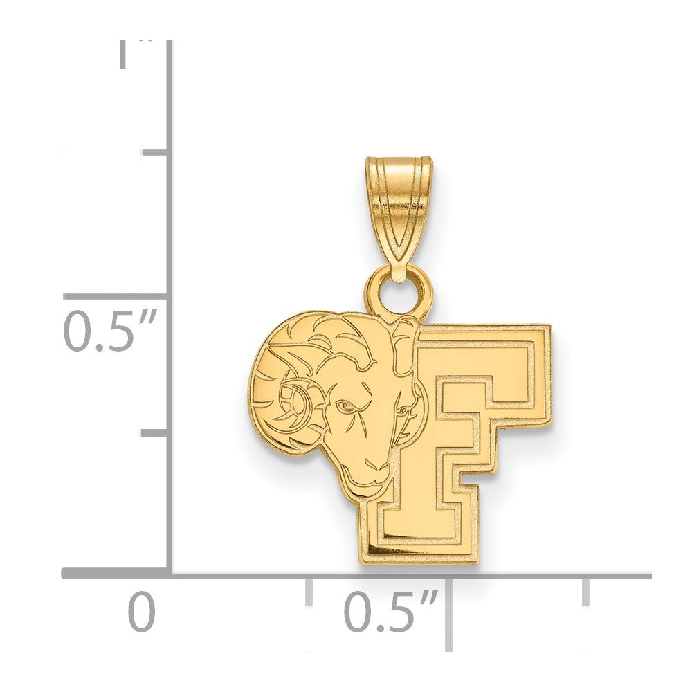 Gold Plated Sterling Silver Logoart Fordham University Ram Small Pendant