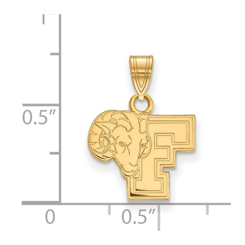 Gold Plated Sterling Silver Logoart Fordham University Ram Small Pendant