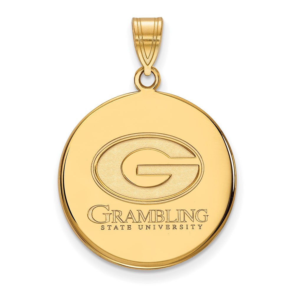Gold Plated Sterling Silver Logoart Grambling State University Large Disc Pendant