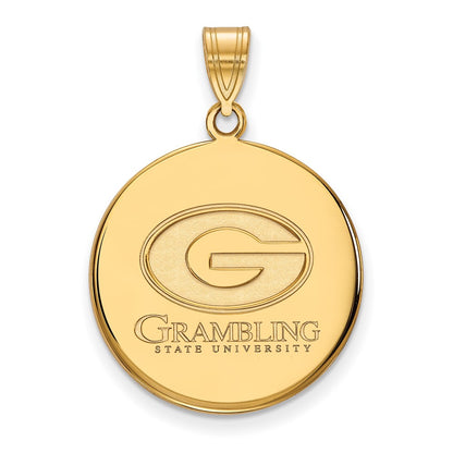 Gold Plated Sterling Silver Logoart Grambling State University Large Disc Pendant