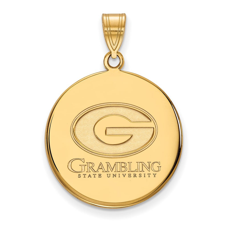 Gold Plated Sterling Silver Logoart Grambling State University Large Disc Pendant