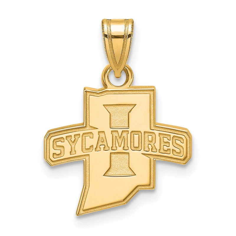 Gold Plated Sterling Silver Logoart Indiana State University Sycamores Small Pendant