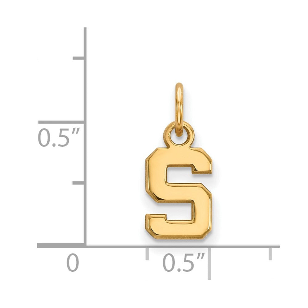 10K Yellow Gold Logoart Michigan State University Letter S Extra Small Pendant