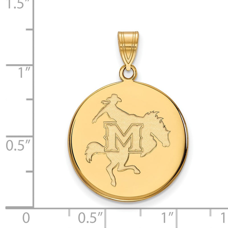 Gold Plated Sterling Silver Logoart Mcneese State University Large Disc Pendant