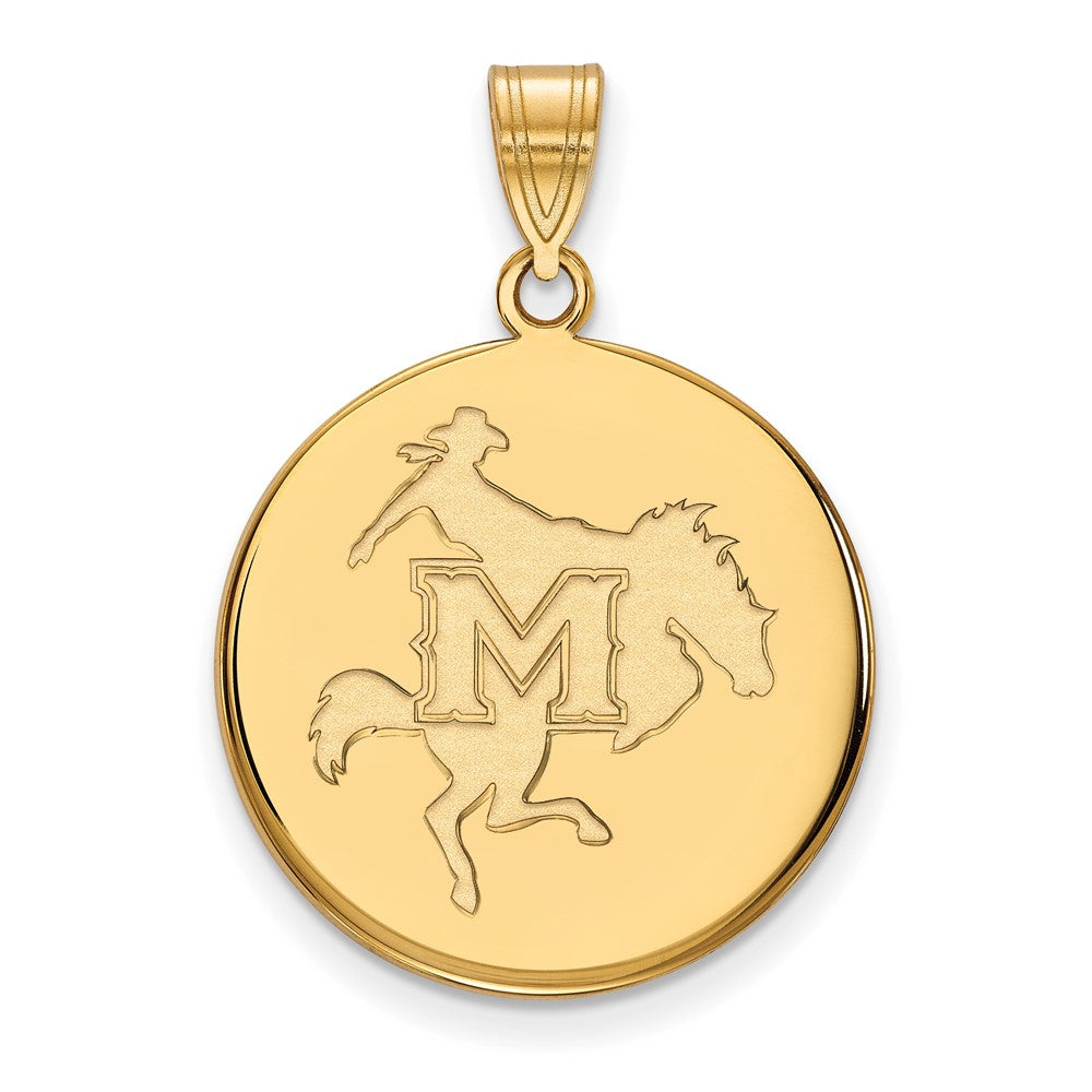 Gold Plated Sterling Silver Logoart Mcneese State University Large Disc Pendant