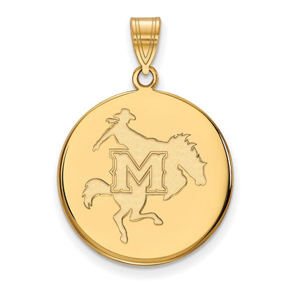 Gold Plated Sterling Silver Logoart Mcneese State University Large Disc Pendant