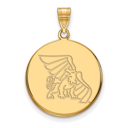 14K Yellow Gold Logoart Missouri Western State University Griffon Large Disc Pendant