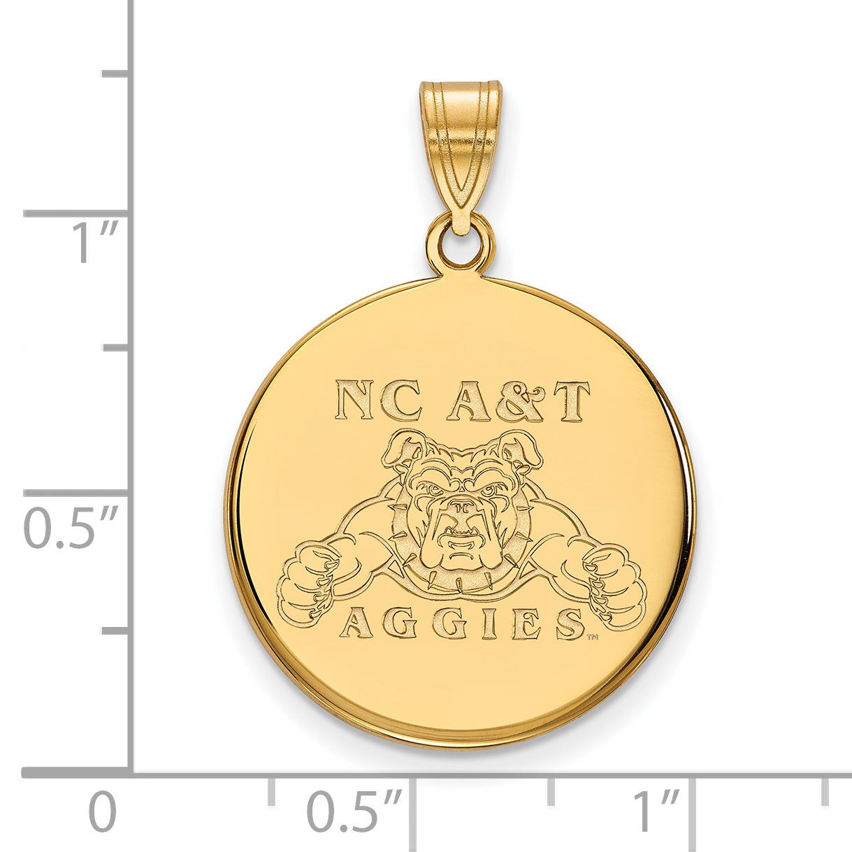 Gold Plated Sterling Silver Logoart North Carolina A And T Aggies Large Disc Pendant
