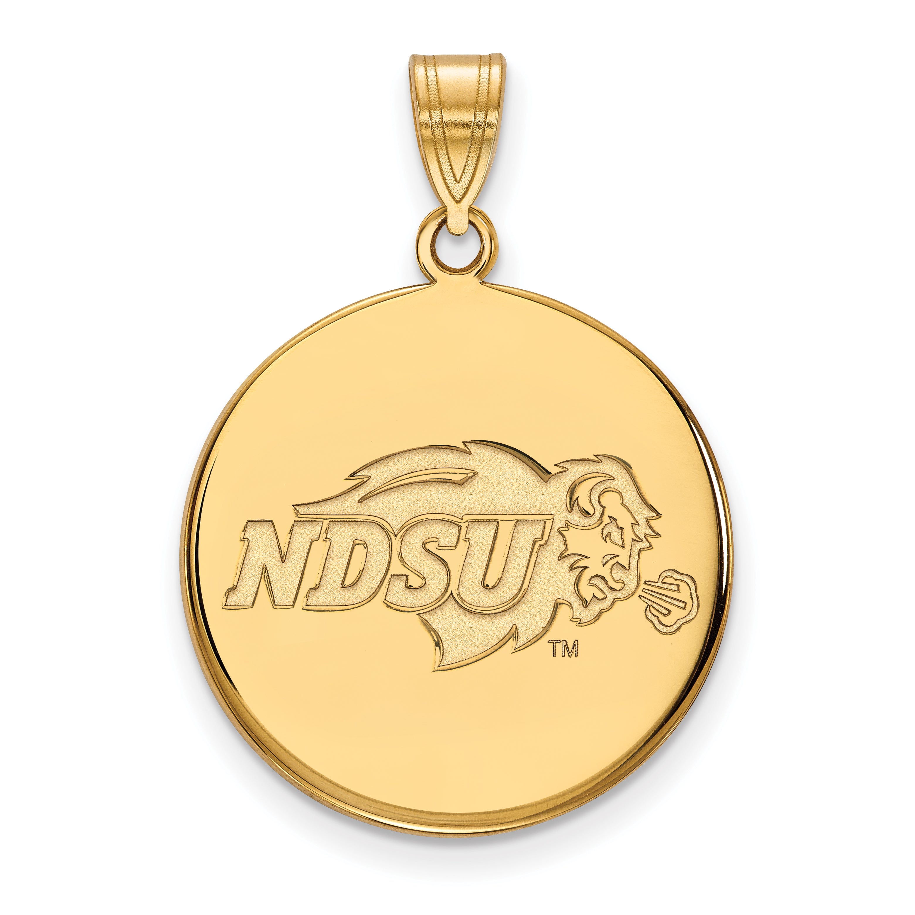 Gold Plated Sterling Silver Logoart North Dakota State University Large Disc Pendant