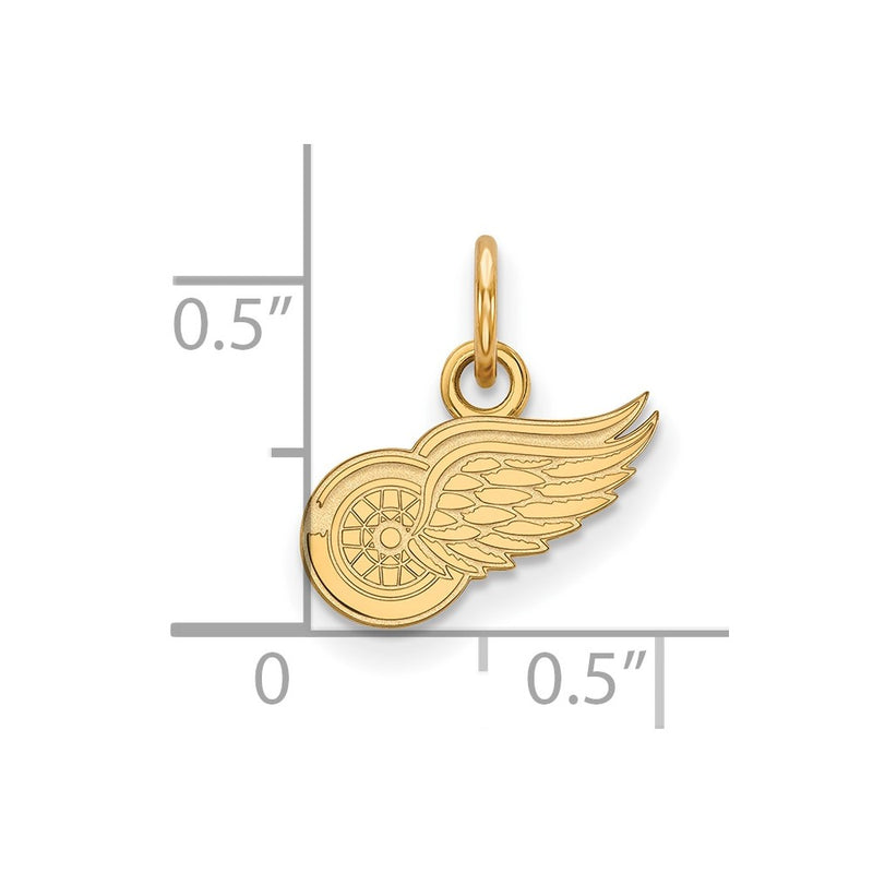 Gold Plated Sterling Silver Nhl Logoart Detroit Red Wings Extra Small Pendant
