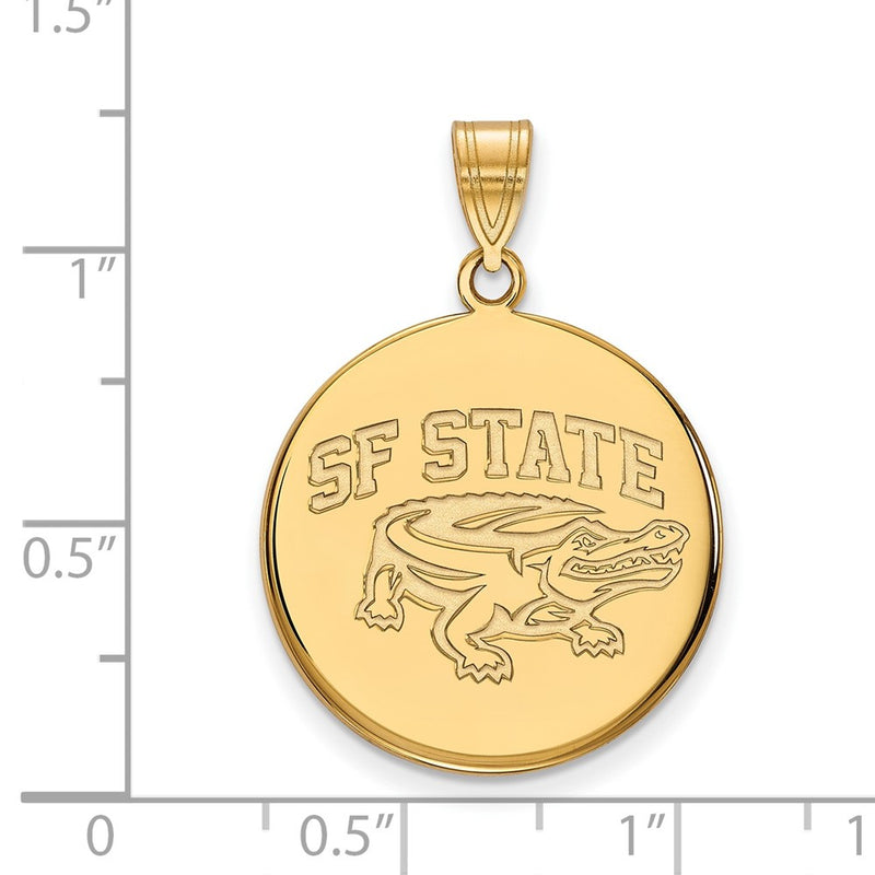 Gold Plated Sterling Silver Logoart San Francisco State University Large Disc Pendant