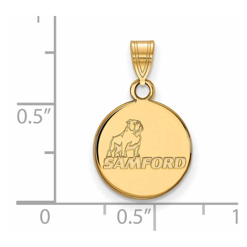 Gold Plated Sterling Silver Logoart Samford University Small Disc Pendant