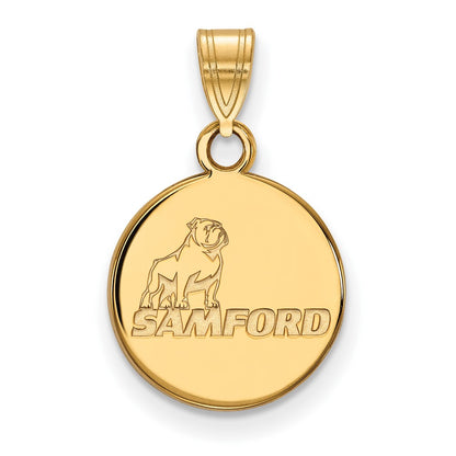 Gold Plated Sterling Silver Logoart Samford University Small Disc Pendant