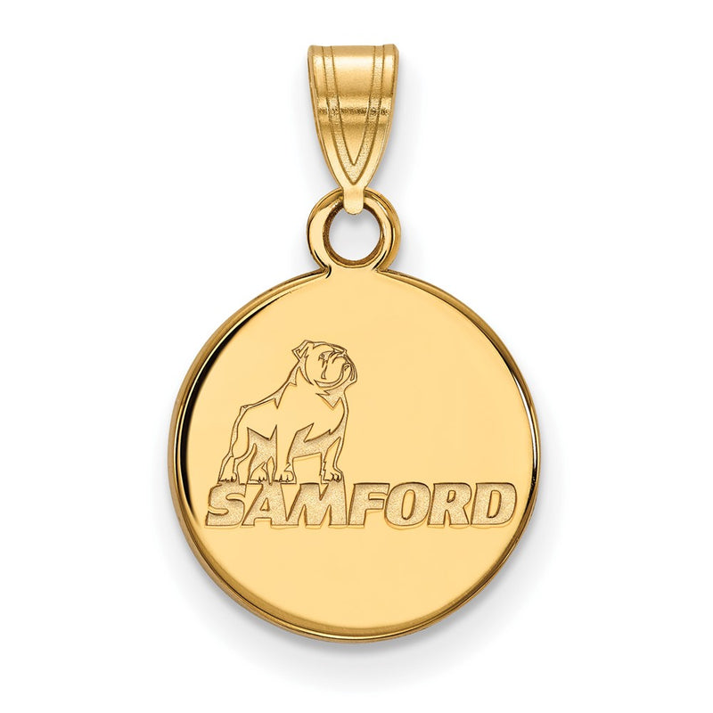 Gold Plated Sterling Silver Logoart Samford University Small Disc Pendant