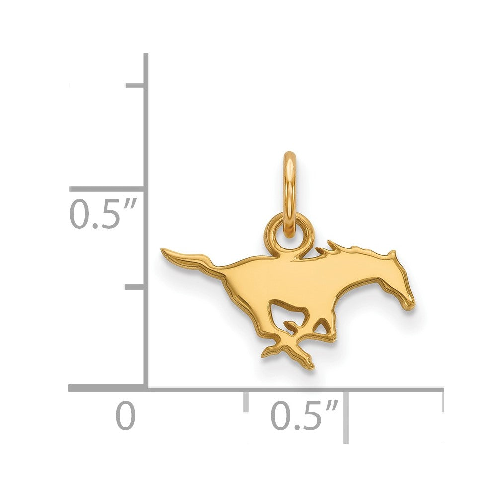 10K Yellow Gold Logoart Southern Methodist University Mustang Extra Small Pendant