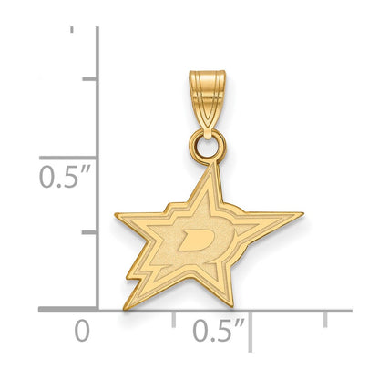 Gold Plated Sterling Silver Nhl Logoart Dallas Stars Small Pendant