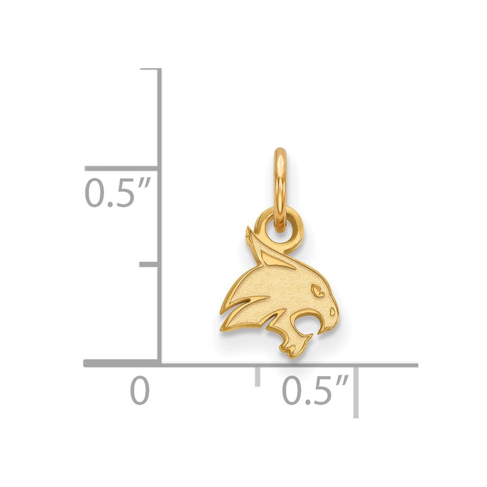 14K Yellow Gold Logoart Texas State University Bobcat Extra Small Pendant