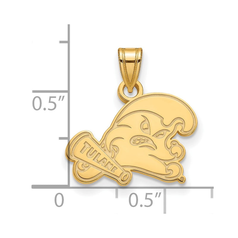 Gold Plated Sterling Silver Logoart Tulane University Small Pendant